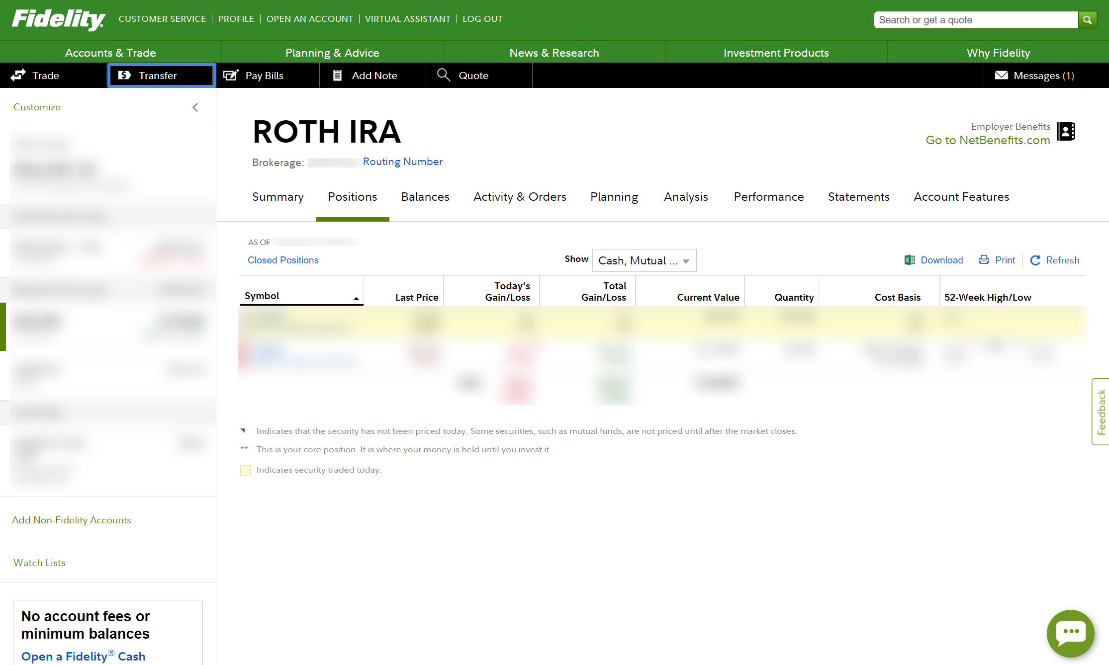 Fidelity Roth IRA: Transfer