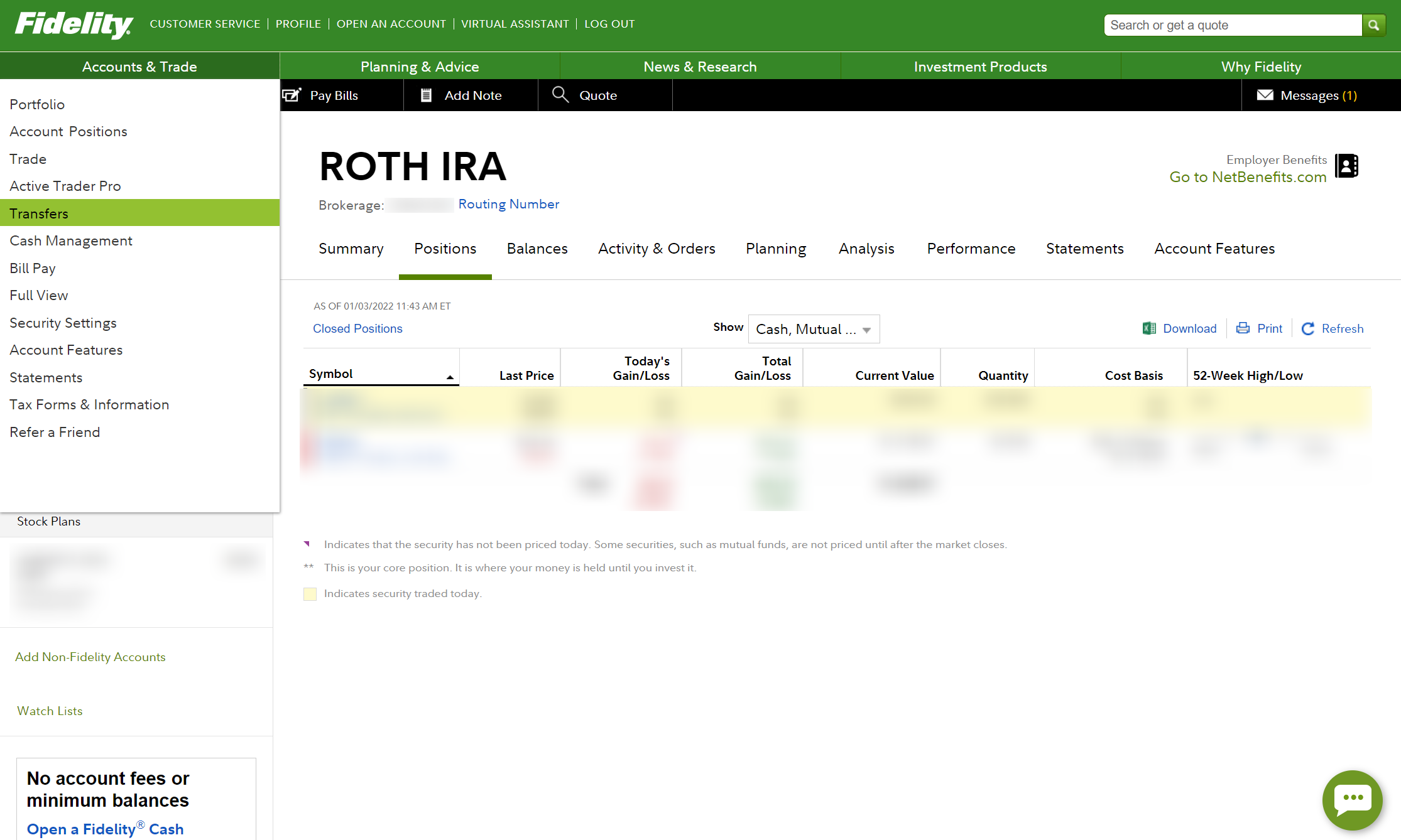 Fidelity Roth IRA: Transfers