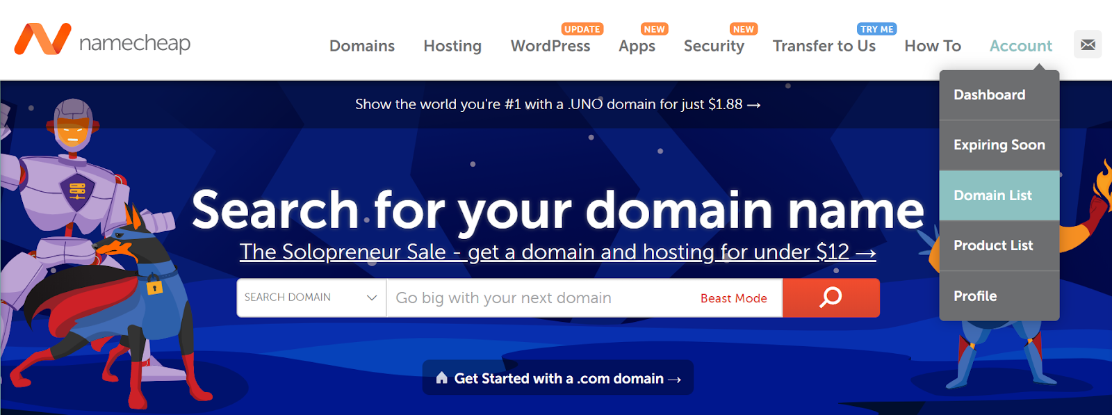 NameCheap DNS Panel