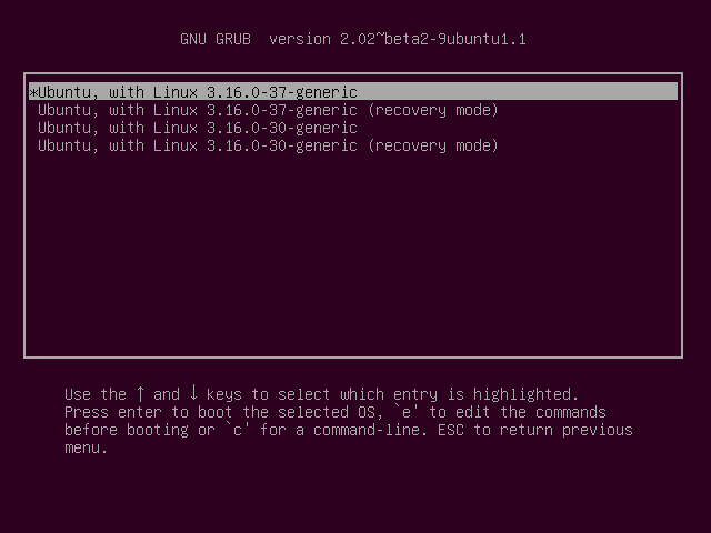 ubuntu boot menu